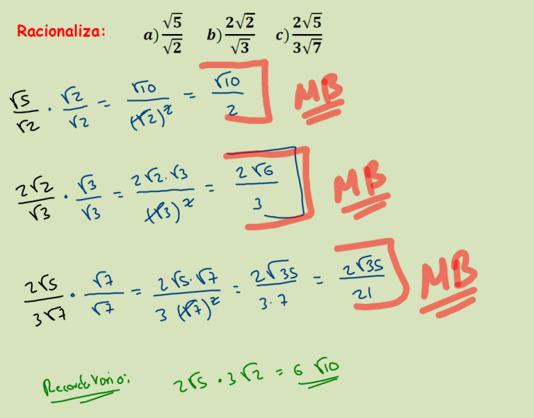 RACIONALIZACIÓN DE RADICALES ejercicios resueltos pdf - profesor10demates