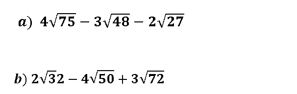 suma y resta de radicales 3º ESO