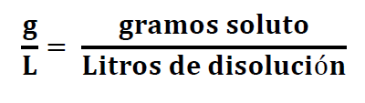 formula gramos litro disoluciones 3 ESO