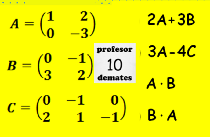 operaciones con matrices multiplicación potencia suma