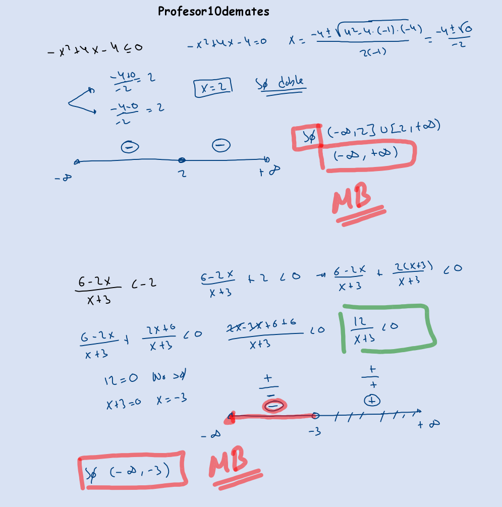 ejercicios resueltos de inecuaciones de examenes de 1 bachillerato