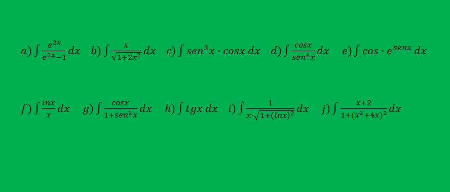 integrales inmediatas ejercicios