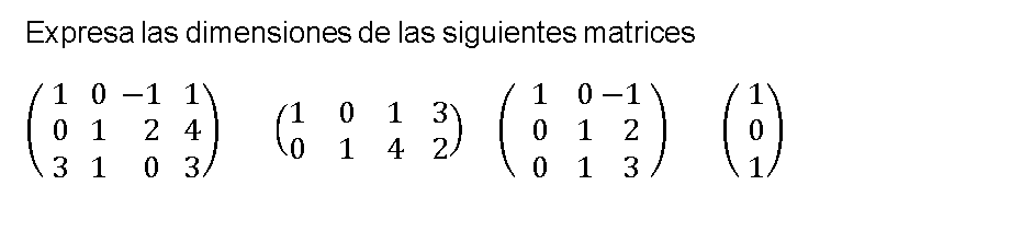 ejercicio resuelto para calcular las dimensiones de una matriz