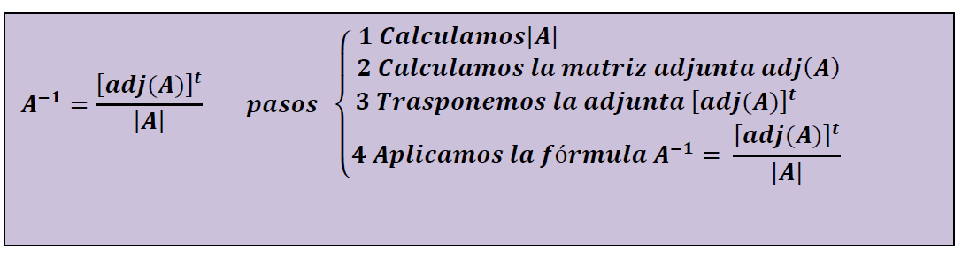 inversa de una matriz formula y pasos