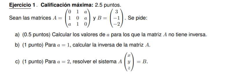 matriz inversa con parametros ejercicios resueltos evau 2022 matematicas