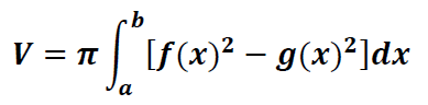 volumen de revolucion de dos funciones formula