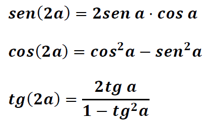 FORMULAS SEN2A COS2A Y TG2A ANGULO DOBLE